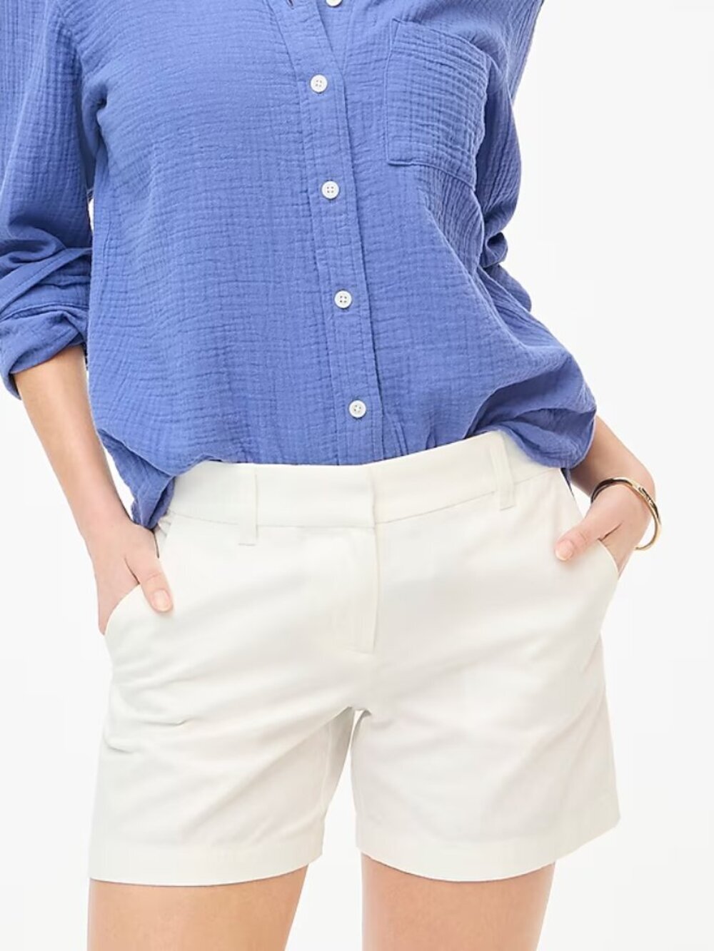 J. Crew 5" Classic Cotton Comfortable Chino Shorts White Size 6